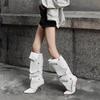 Pointed Stiletto Heel Pile Boots Button Splicing Trouser Tube Boots Spice Girl High Heel Long Tube Fashion Boots Women But Knee Boots Children