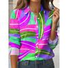 2025 Women's Shirts Geometric Graphics Blouse Spring Autumn Lapel Neck Blouse Tops Office Ladies Long Sleeve Shirt Women Clothes