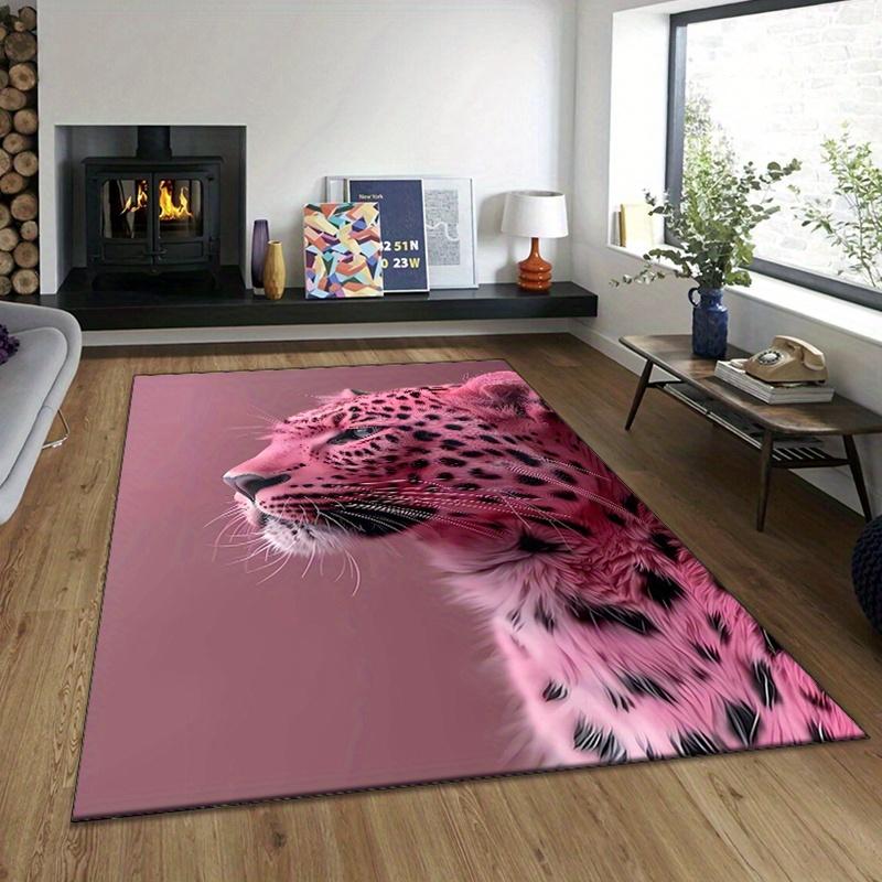 Jungle Leopard Print Area Rug - Polyester Non-Slip Carpet Mat for Living Room, Bedroom, Home Decor - Animal Theme Soft Floor Cov