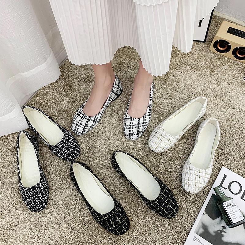 Damen Mädchen Einfarbig Große Größe Slip On Flache Flache Komfort Casual Plaid Einzelschuhe