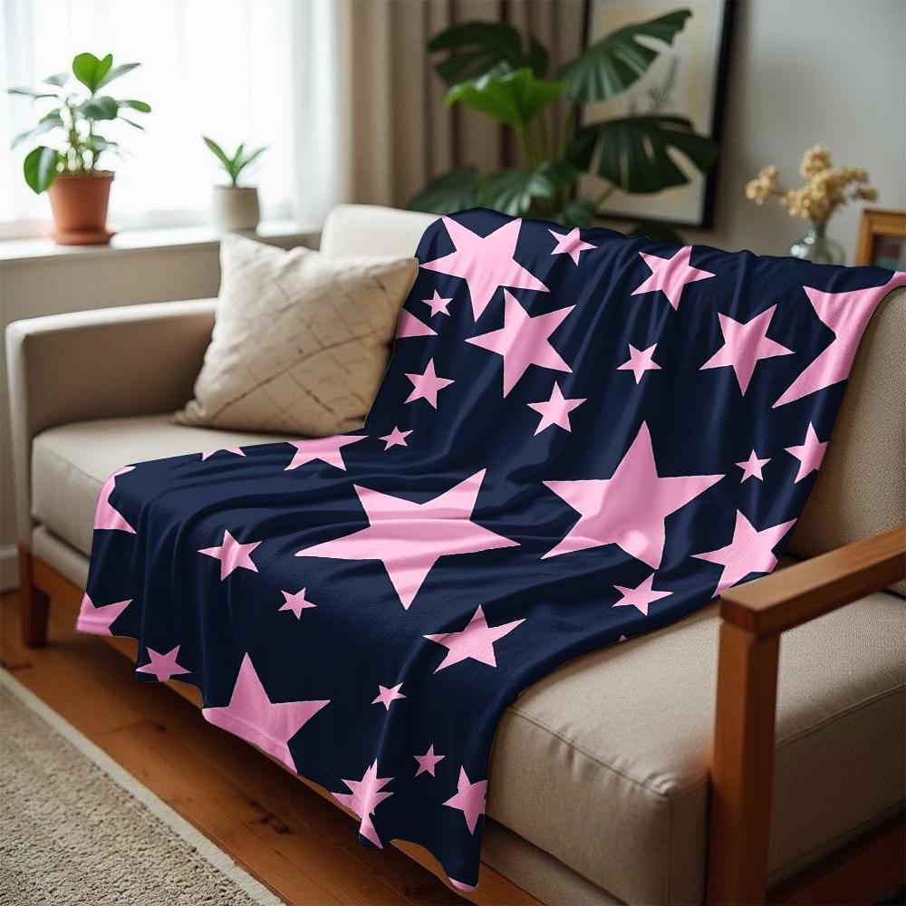 Marineblau Kaugummi Stern Weiche Flanelldecke Atmungsaktige Warme Decke für Büro Auto Sofa Kinderzimmer Geburtstag Weihnachtsgeschenk