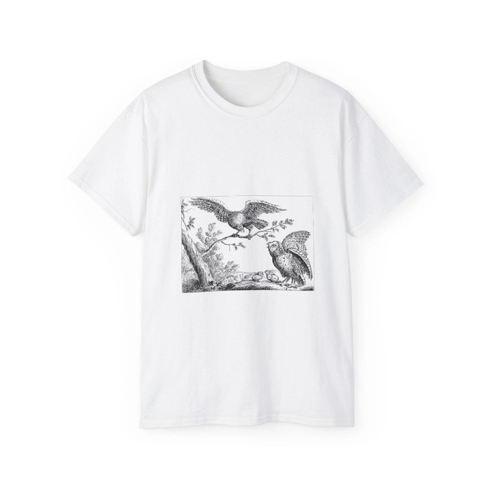 Owl Nature Eagle Line Art Birds Animals | Custom Graphic T-Shirt 3XL