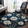 1PC Floral Design Office Round Area Rug, Mat Suitable For Office, Under Office Chairs Bedroom Living Room Home Decor, Room Deco