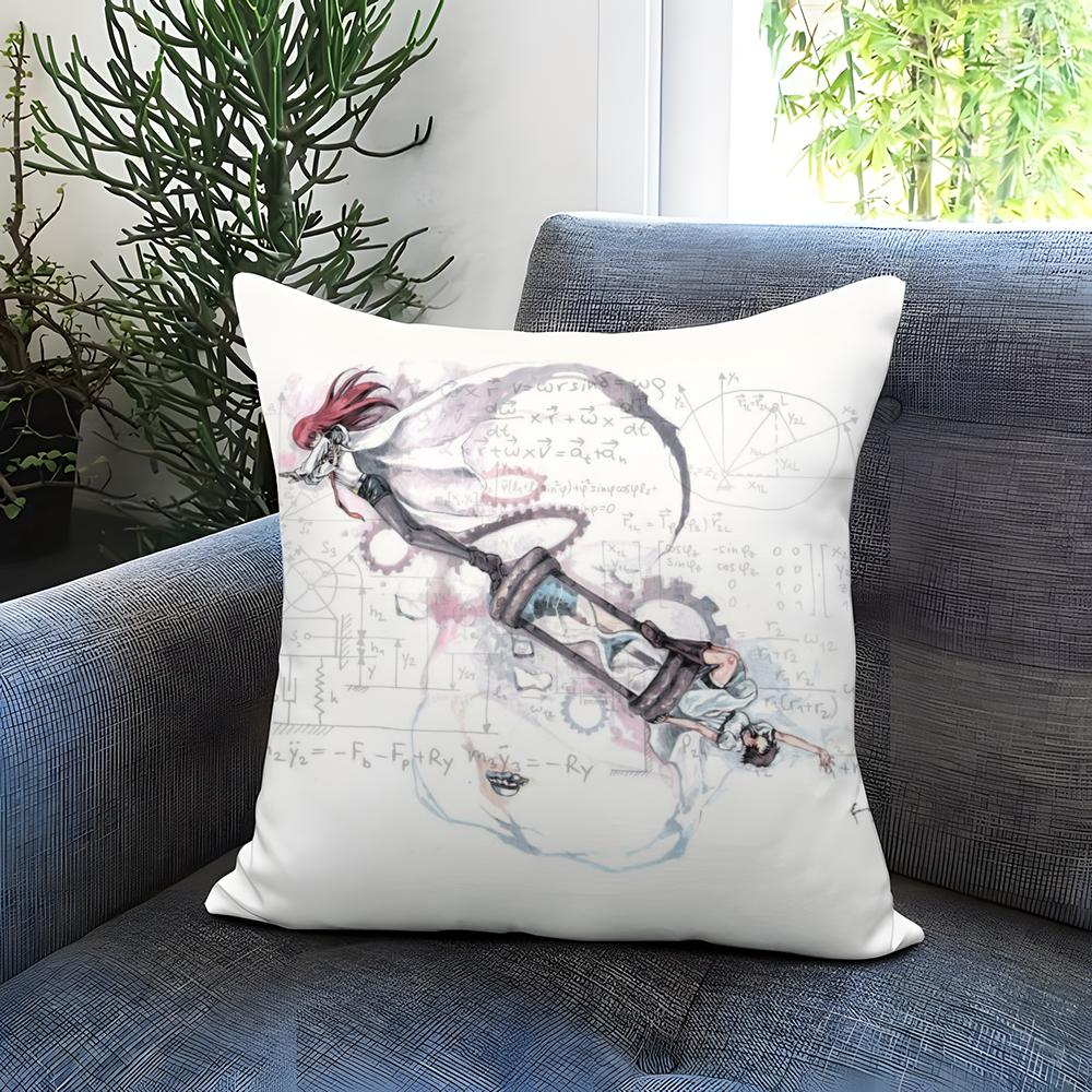 anime S-Steins Gate Cushion Cover Comfortable Reversible Pillow Cover Ideal for Car Sofa Bedroom & Beyond