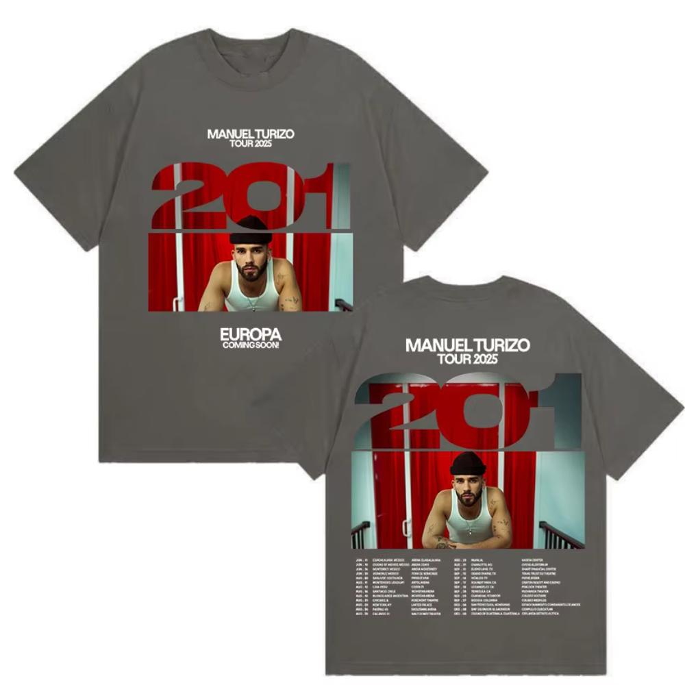 

Rapper Manuel Turizo Tour 2025 Graphic T-Shirt Men s Hip Hop Loose Short Sleeve T Shirts Vintage Oversized Cotton Tee Streetwear 4XL