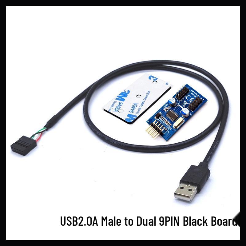 Adaptador DuPont USB 1 a 2 para Placa Base, Interfaz USB 2.0 de 9 Pines a Doble 9 Pines, En Stock