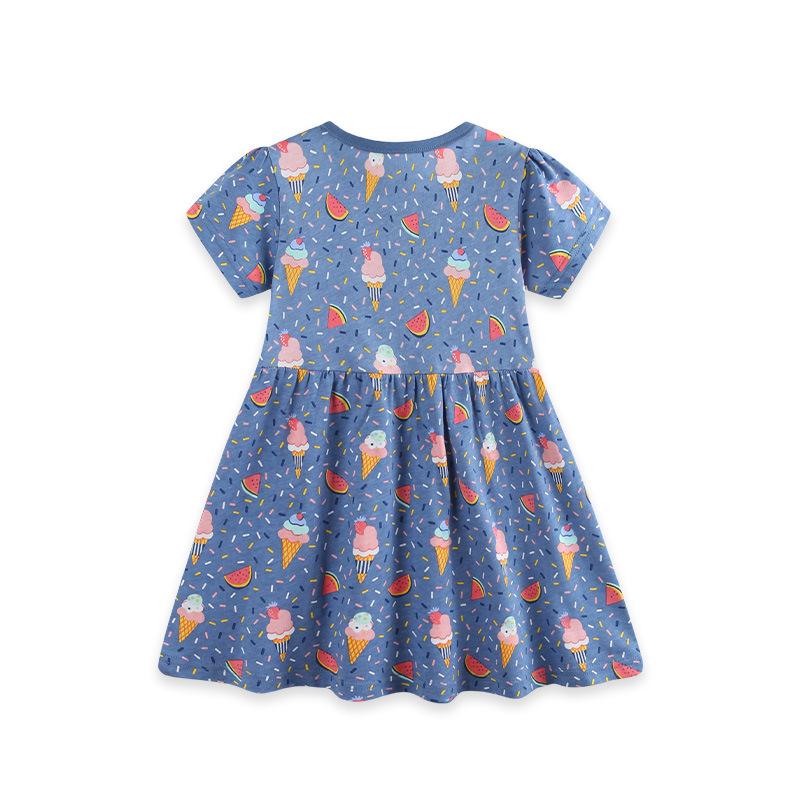 Summer New Arrival Girls' Short-Sleeved Dress Fashion Print Children's Princess Dress