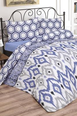 Cindy Bedding Set 4 Pcs, Duvet Cover, Bed Sheet, Pillowcase, Double Size, Self Patterned, Wedding, Daily Use Blue
