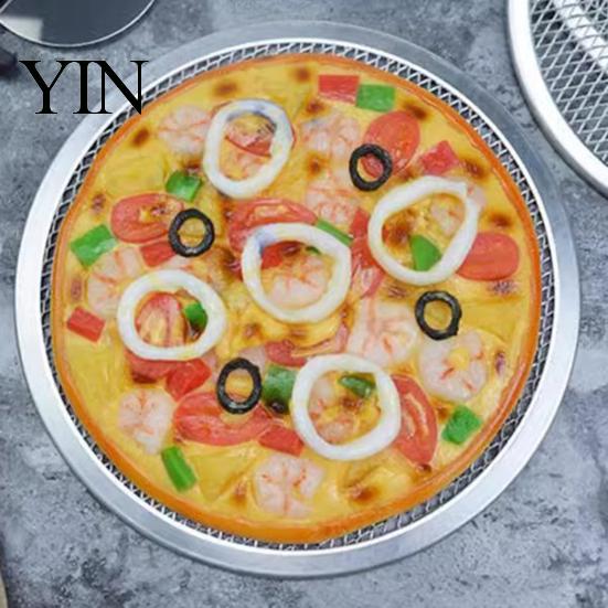Pizza Baking Equipment Aluminum Alloy Screen, Non Stick Mesh Pan, Cooking Griddle Screen Round Crisper Tray for Oven Home Kitchen Restaurant