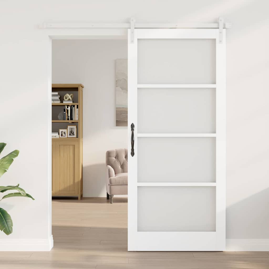 ORKDAL Sliding Door White 93 x 211 cm Solid Pine Wood and Glass