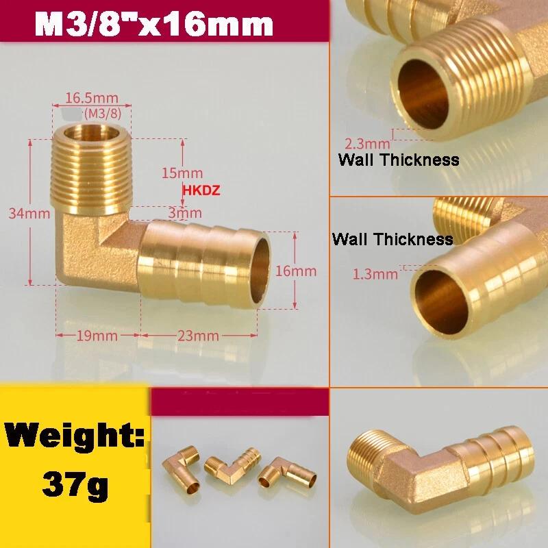 Messing 1/8" 3/8" 1/4" 3/4" BSP 90 Grad Außengewinde Winkelstück Schlauchtülle Stacheltülle Luft Gas Fitting Pagodenverbinder 6/8/10/12/14/19mm