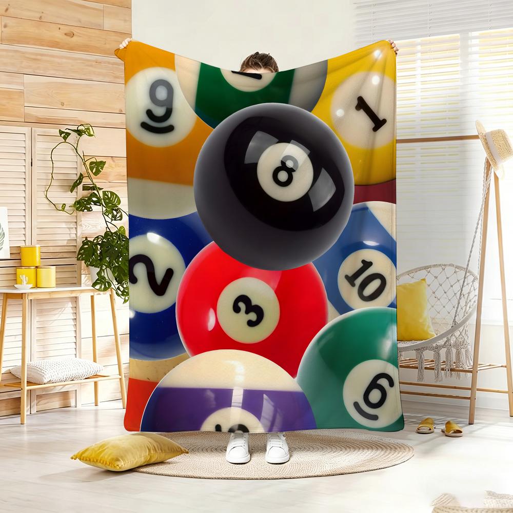 Vintage Billiards Graphic Throw Lightweight Flannel Blanket Soft Skin-friendly for Summer Cooling