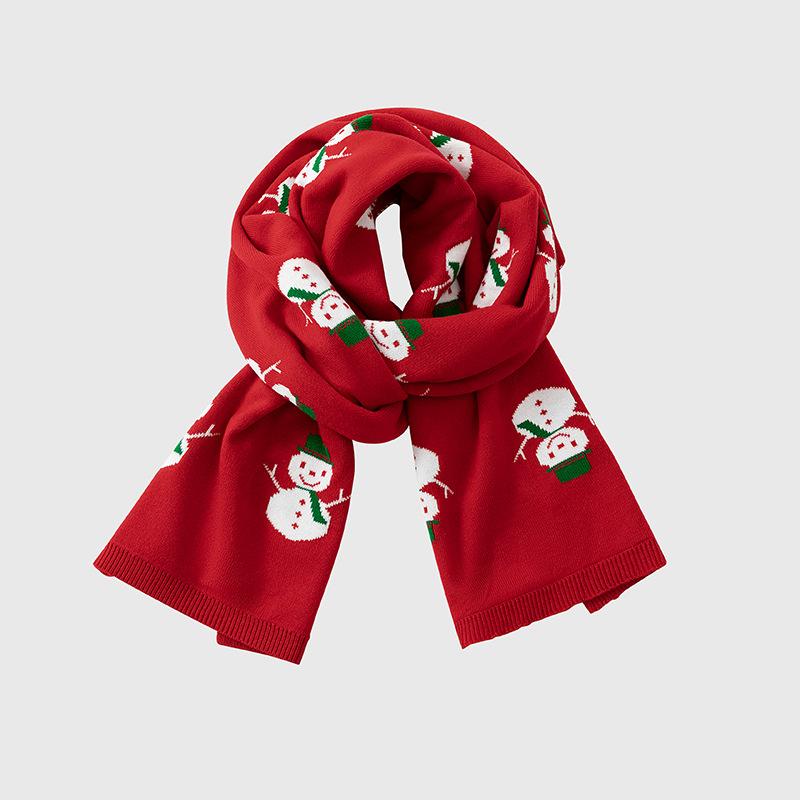 Herbst- und Winter-Weihnachtsschal, warm und vielseitig für Kinder und Erwachsene, hochwertiger europäischer und amerikanischer Stil, roter Strickschal