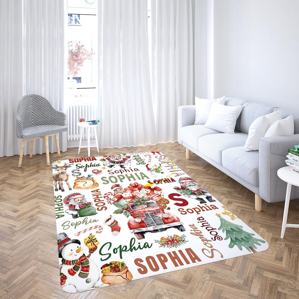 Christmas Area Rug for Kids Bedroom Floor Mat Decor Anti-slip Carpet for Home Living Room Bedroom Decor Sofa Table Kids Rug
