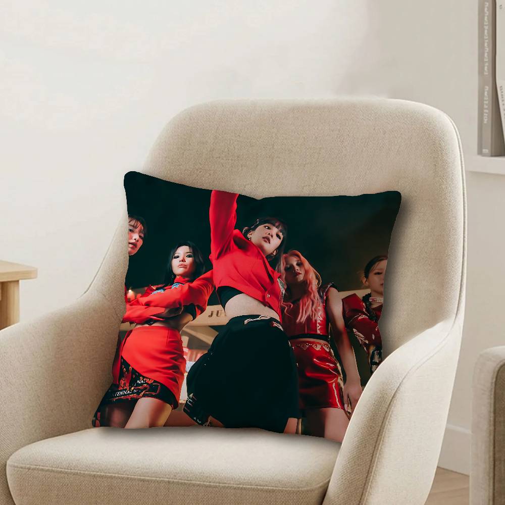 Kpop Group IIdle Office Cushion Pillowcase Car Cushion CoverXCM Lumbar Pillowcase Sofa Pillowcover