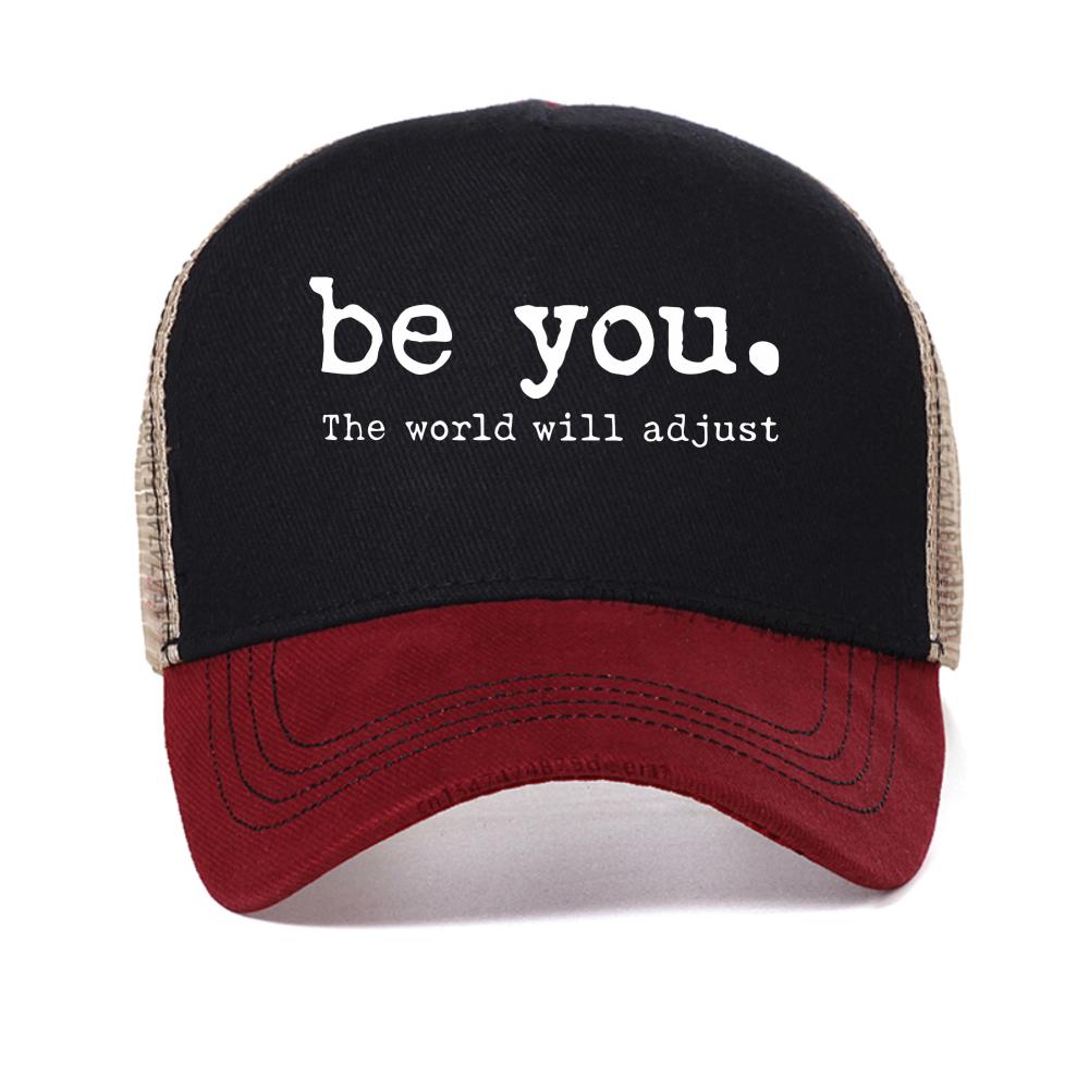 

Be You The World Will Adjust baseball cap Inspirational Women s caps fashion casual Breathable sun hat adjustable trucker hats Adjustable красный