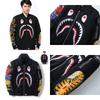 Shark Print Bomber Jacket For Men With Windproof Fabric For Casual Daily Wear