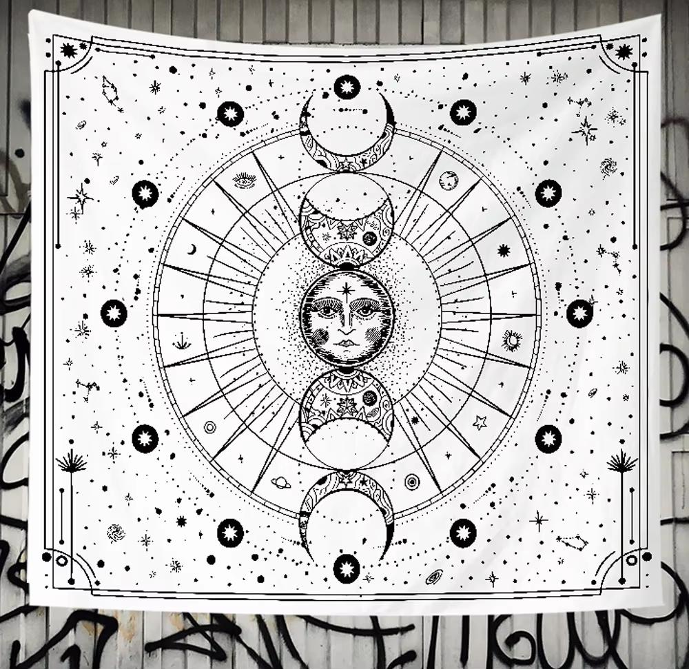 Cosmic Star Moon Cycle Tapestry Moon Phase Gradient Constellation Craft Astrology Studio Bohemian Style Living Room