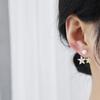 14K Real Gold Plating Korean  Fashion Jewelry Luxury Shiny Double Flower Pearl Earrings Exquisite Women's Daily Accessories