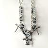Gothic Punk Skull Cross Pendant Necklace With Rivets Beads Alloy Chain Men Women Dark Style Statement Jewelry