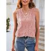 Canottiera Estiva da Donna a Colore Unito con Lavorazione ad Uncinetto in Pizzo Intrecciato Top Sexy con Bordi in Pizzo a Maglia