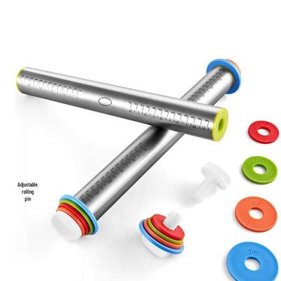 Adjustable Non-stick Stainless Steel Rolling Pin with Scale for Baking