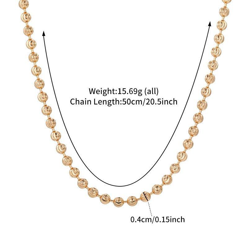 XP Jewelry -- 50 cm x 4 mm Gold Plated 18 k / White Beads Necklaces for Women Men Fashion Jewelry