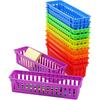 4E's Novelty 12 Pack Pencil Holder for Kids Desk, Colorful Plastic Pen Baskets Tray for Organizing Classroom Supplies, Plastic Caddy for Desk and
