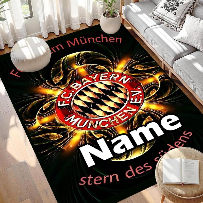 Custom Name Personalized FC Bayern Print Carpet, Versatile Home Decor Rug, for Playroom, Apartment, Balcony, Entryway, Hallway Gift