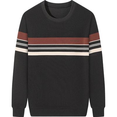 Septwolves Herren Gestreiftes Texturiertes Sweatshirt mit Rundhalsausschnitt