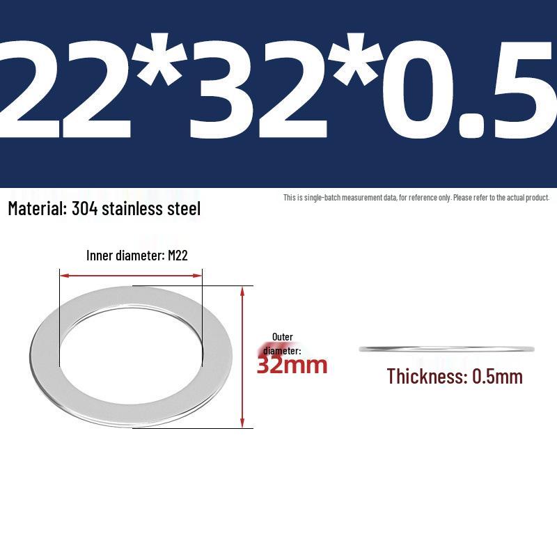 304 Stainless Steel Ultra-Thin Flat Washers - Available in Thickness: 0.1mm, 0.2mm, 0.3mm, 0.5mm