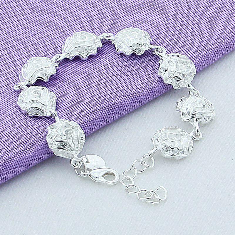 Silver-Plated Rose Flower Bracelet Jewelry