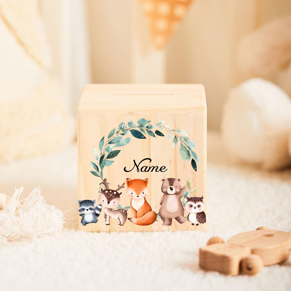 Персонализированная копилка Деревянная копилка Kchildren Копилка с именем Индивидуальная копилка Подарок на Крещение Подарок для детей