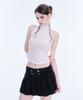 Akeumeseodeu Mock Neck Rib Sleeveless Top (White)
