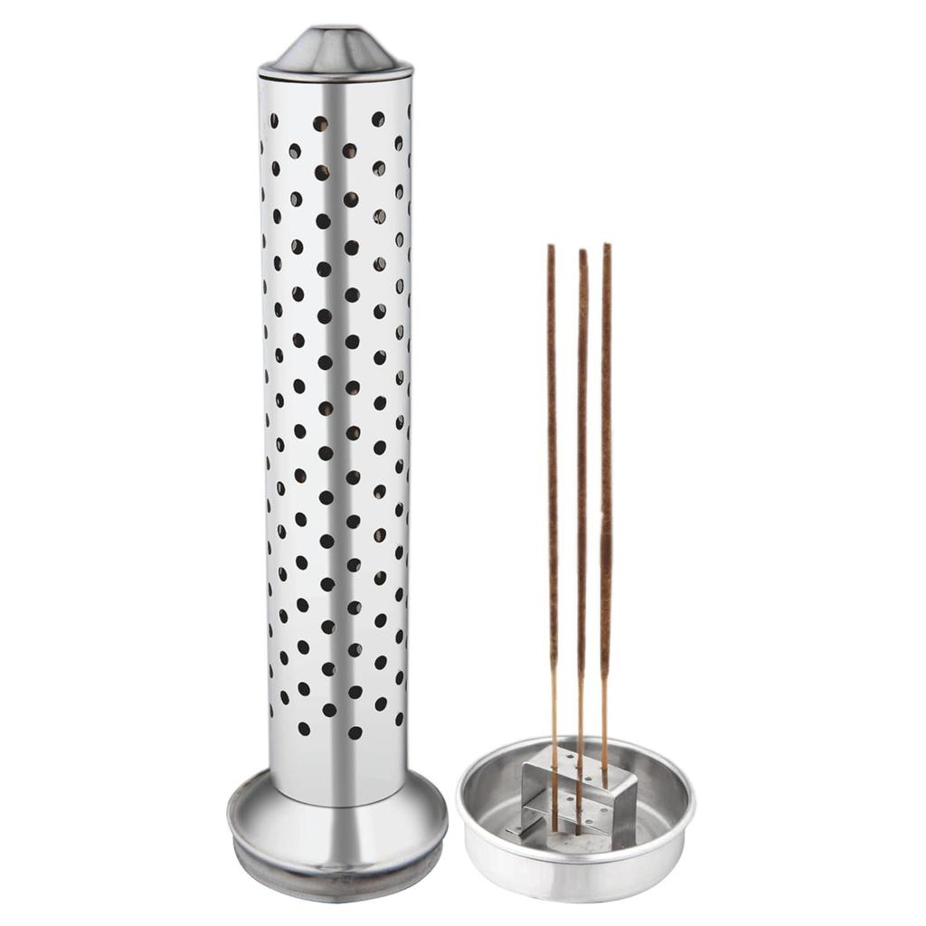 Stylish Stainless Steel Safety Agarbatti Stand with Dhoop Holder on Top-Stainless Steel