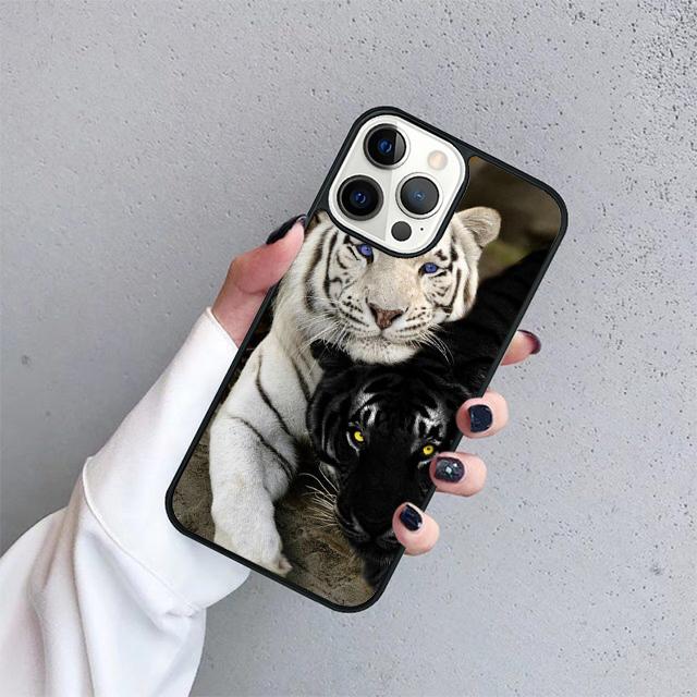 Animal White Tiger Pattern Phone Case Cover For iPhone 17 Air 15 16 14 13 12 Pro Max 11 Pro Max Plus Coque Shell