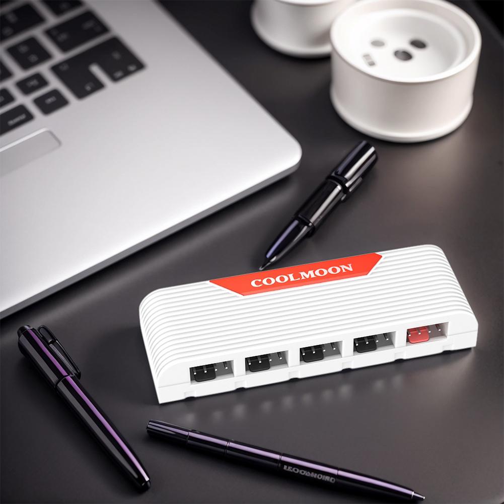 1 To 5 Temperature Controller DC 12V ARGB Controller Splitter Self-Adhesive CPU Fan Splitter for PC Accessories