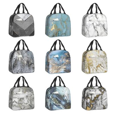 Borse Termiche per Pranzo Insulate Grigio Marmo Nero Rame Oro per Donne Modello Astratto Cooler Termica per Cibo Lunch Box Bambini Scuola Bambini