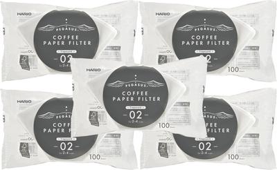 Hario Pegasus Coffee Paper Filter 02 W 100 Sheets Made In Japan For 2 To 4 Cups White X 5 PEF-02-100W [item]