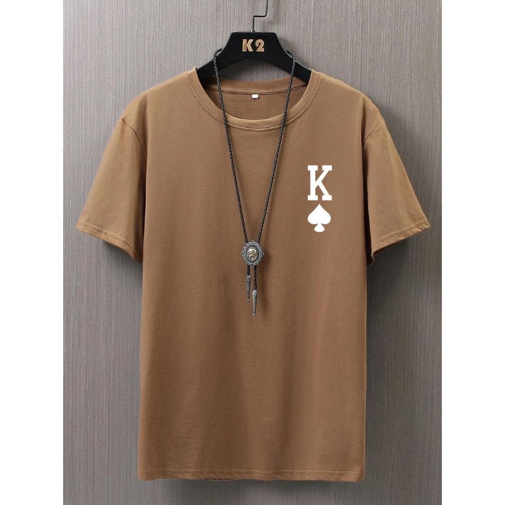Poker 'K' Men's Short Sleeve T-shirt Casual Multicolor Top For Men Cotton Loose Oversized T shirt Personalized trend Tees