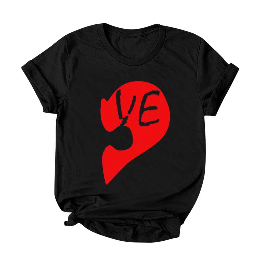 King Queen Couples T Shirt Love Jigsaw Print Couple Tshirt Summer Fashion Woman T-shirt Casual O-Neck Tops Lovers Tee Shirt