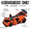 Xinao 1:32 Koenigsegg Sportwagenmodell – Schwingtür, Ton und Licht, Rückzieh-Legierungsspielzeug
