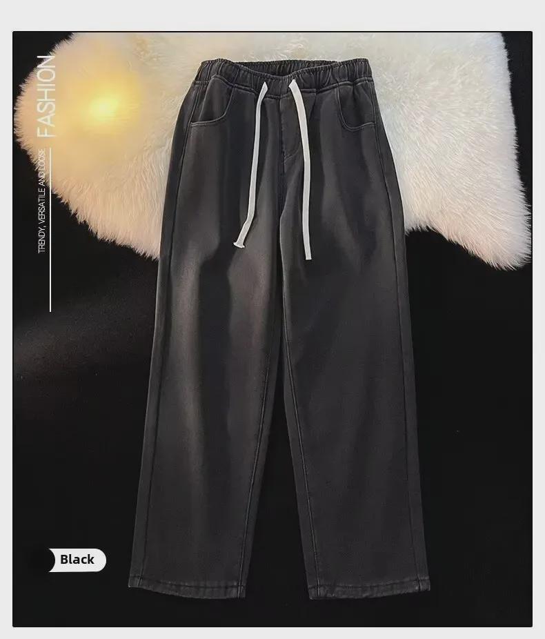 Pánské retro sametové džíny se širokými nohavicemi - Rovné, Hřejivé, Trendy, Volné kalhoty na podzim a zimu