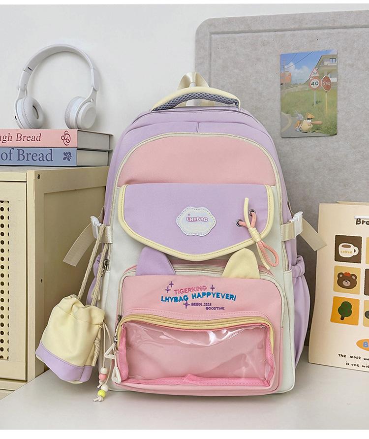 The Korean version of the schoolbag is fresh and painful, and the large-capacity female high school student campus has multiple compartments.