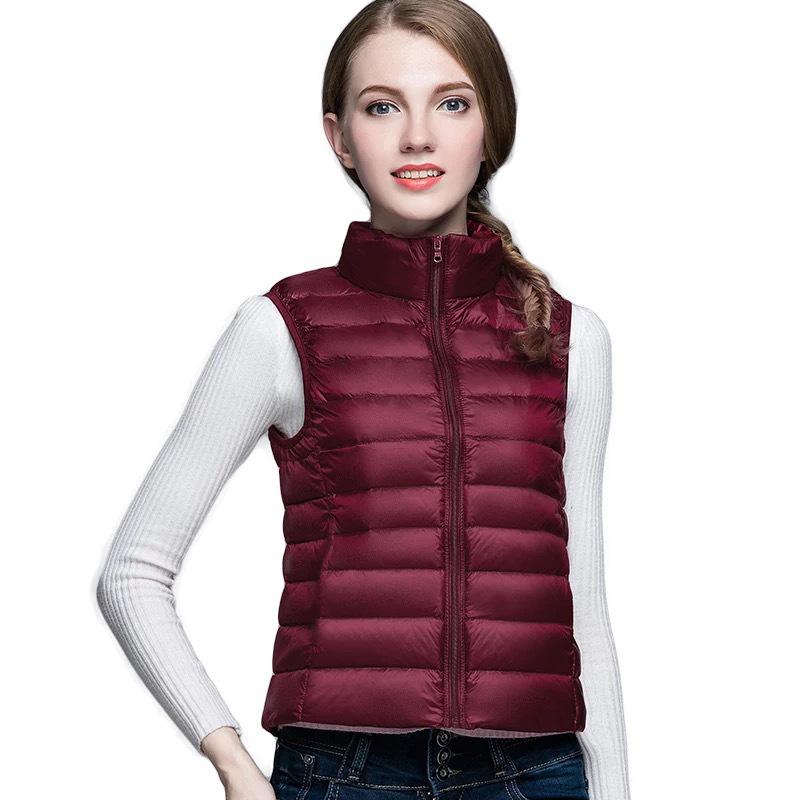 Autumn Ultra Lightweight Portable Tank Top Sleeveless Duck Down Coat Slim Fit Standing Collar Women's Down Vest Women's Coat