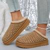 Retro Baotou Cotton Slippers Women's Home Confinement Shoes Silent Warm Platform Slip Cotton Mopping