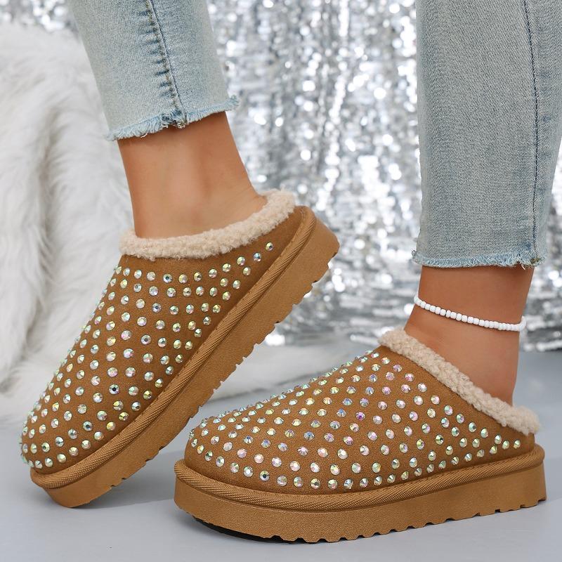 Retro Baotou Cotton Slippers Women's Home Confinement Shoes Silent Warm Platform Slip Cotton Mopping