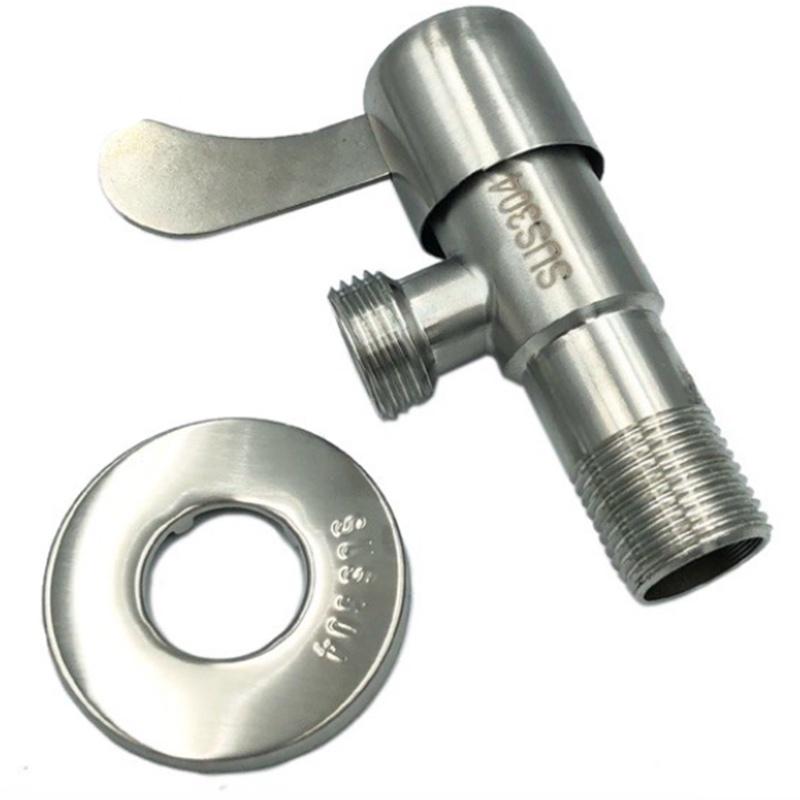SUS304 Brush Finished Triangle Water Heater Toilet Basin Dish Hot and Cold Angle Valve Bathroom Accessories