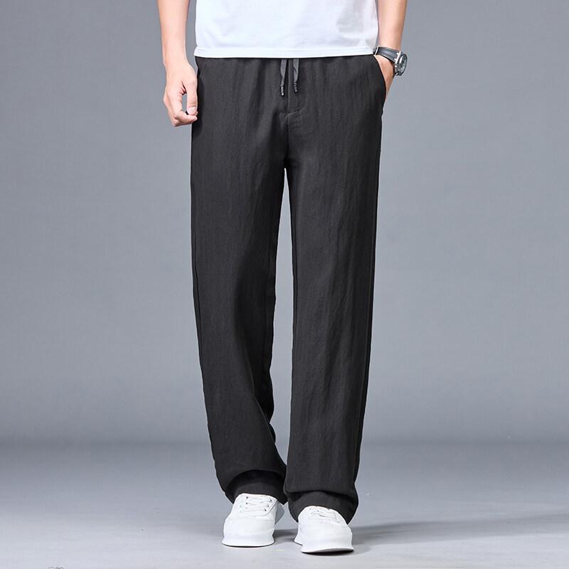 

Мужские ультратонкие эластичные брюки Мужские повседневные брюки Летние мужские быстросохнущие брюки из ледяного шелка Приталенные прямые деловые брюки Мужские черные серые брюки 3XL чёрный