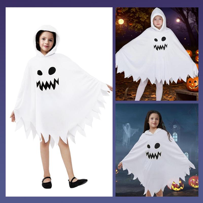 Child's Glow-in-the-Dark Ghost Face Cloak Costume for Halloween Performances